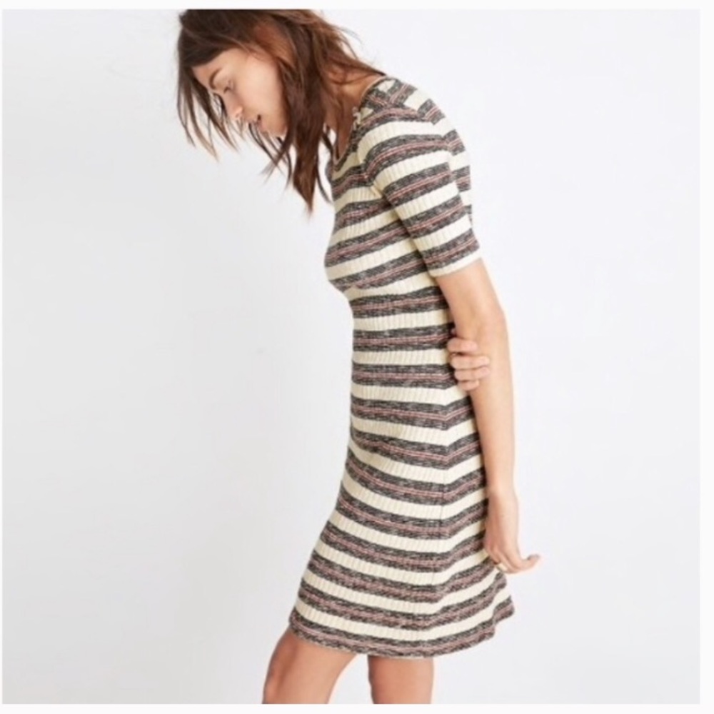 MADEWELL Ribbed Striped Jersey Knit Dress SZ M